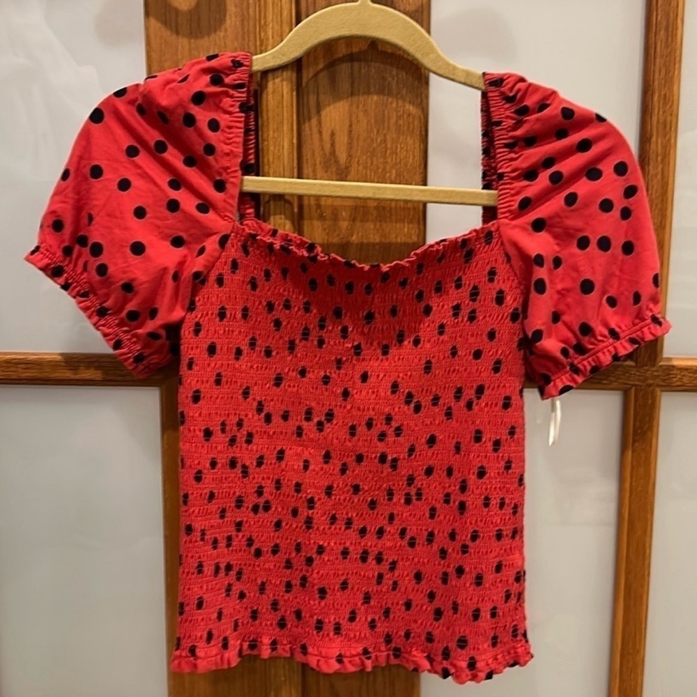 Anthropologie Dolan brand red polkadot cropped blouse in great condition… - Picture 5 of 5